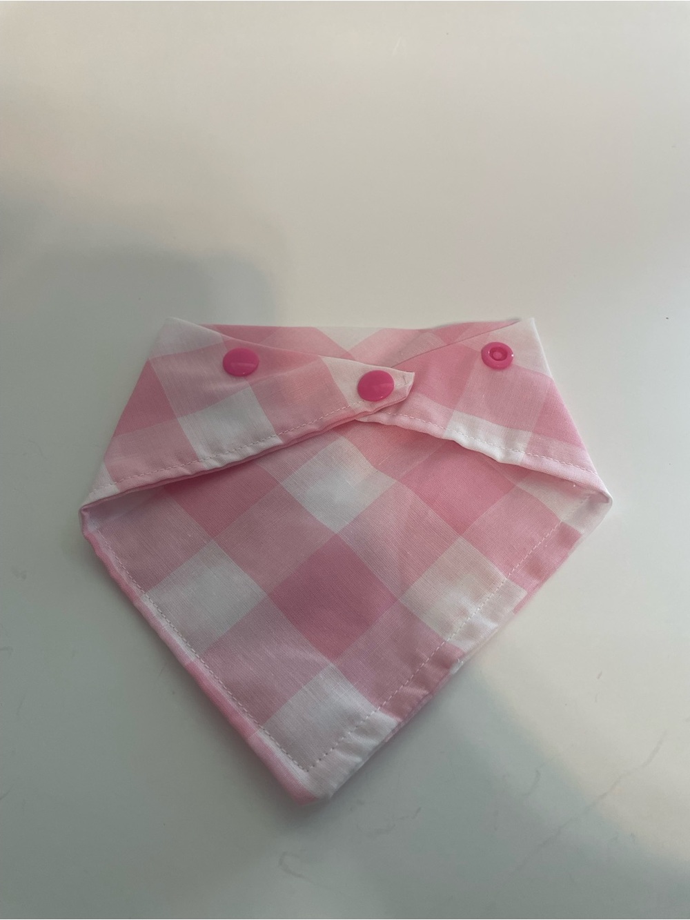 Pink Gingham Dog Bandana with Snap Closures